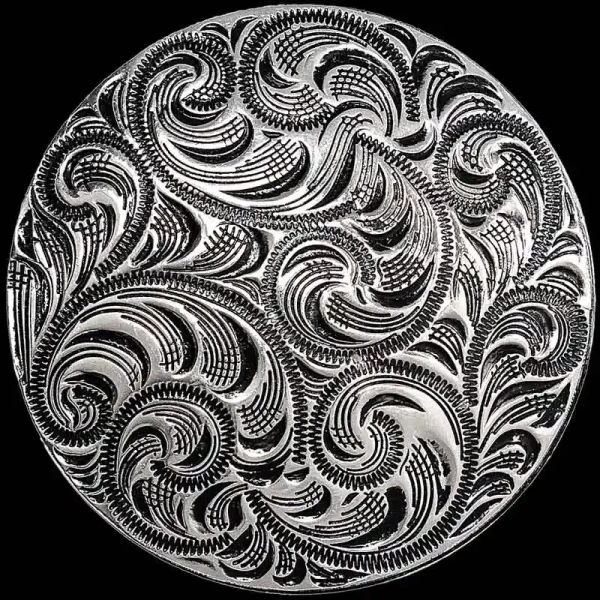 The Classic Engraved Concho add timeless Western flare to your tack or outifit. Crafted with high quality German Silver and detailed with antique finish.